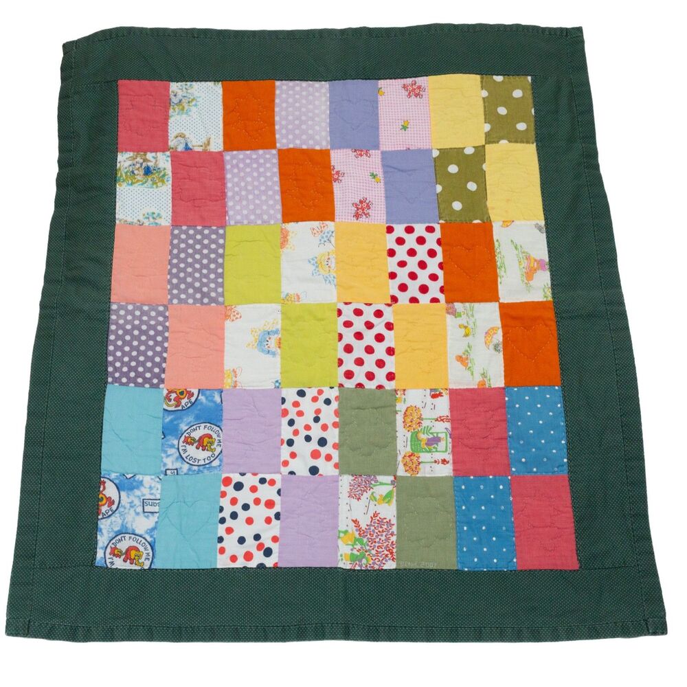 Vintage Style Patchwork Quilt Baby Lap Throw‎ Wall Hanging Handmade Multi-Color